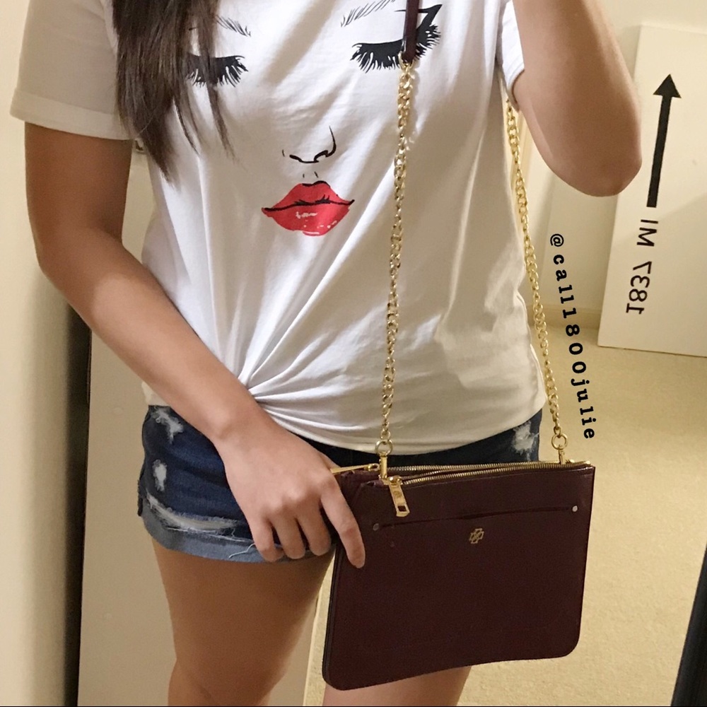 Ann Taylor Burgundy Leather Cross Body Bag/ Clutch